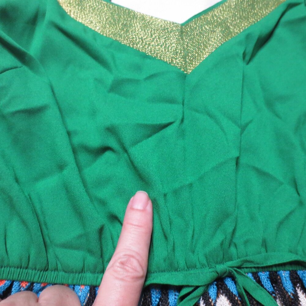 4/$14 C. LUCE womens DRESS green CHEVRON orange GOLD boho UNIQUE lined SIZE S - Picture 5 of 12